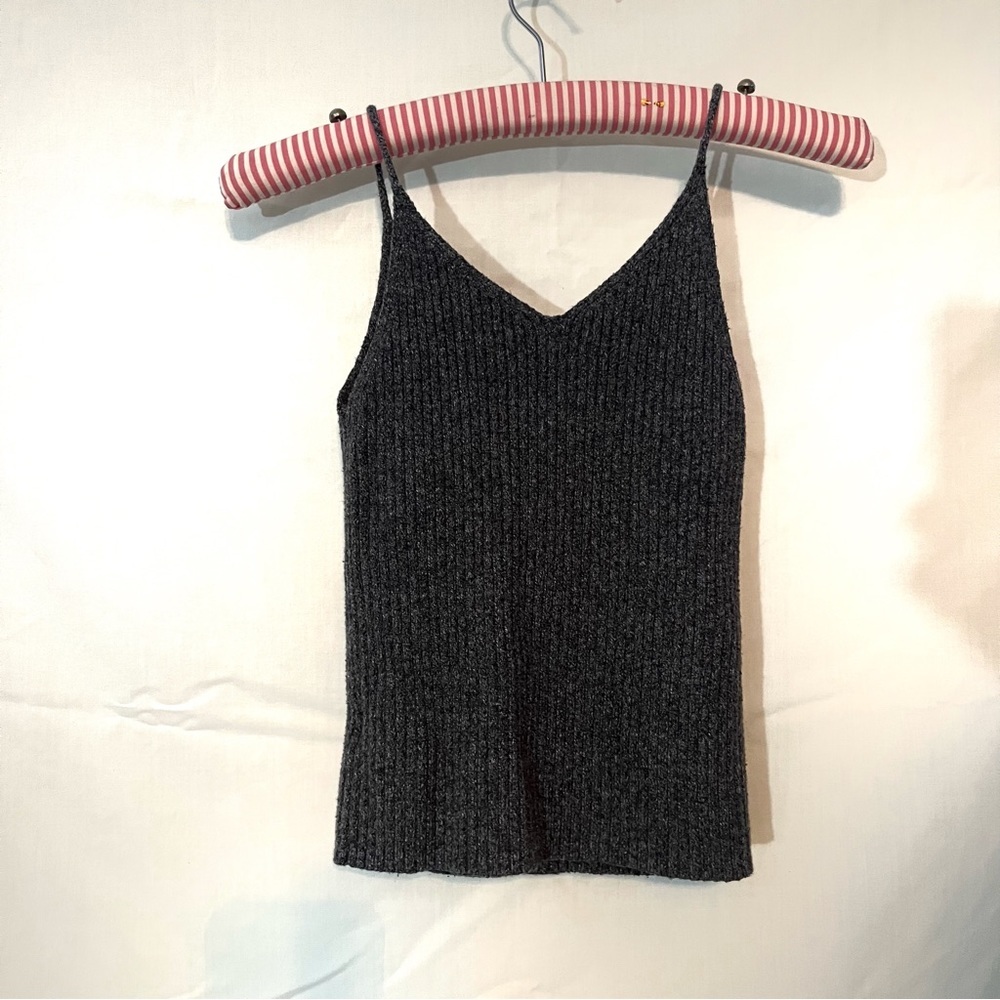 American Eagle Gray Crop Tank with Crossed Front Size Small